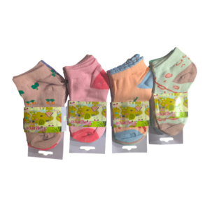 (4 a 6 años) 12 pares calcetas cortas para niña variedad de colores y diseños