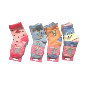 (2 a 4 años) 12 pares calcetas media caña para niña variedad de colores y diseños