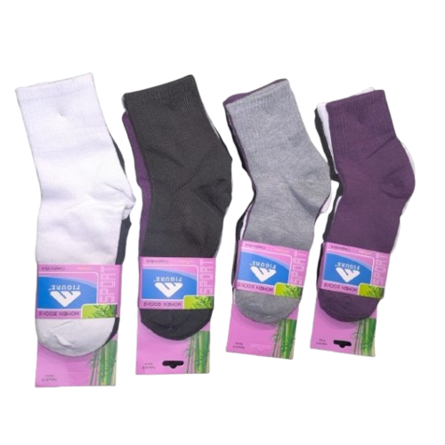 12 calcetas Largas Media Caña para mujer colores variados