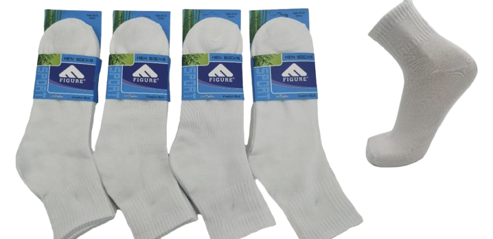 12 calcetas Largas Media Caña para Hombre color blancas EUR 40-46